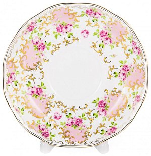 Чайная пара чашка 250мл + блюдце, розы в золоте, подарочная упаковка,122-05006 000000000001181585