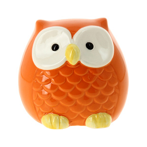 Декоративная копилка Совушка оранжевая из керамики / 10х8см арт.76557 000000000001163782