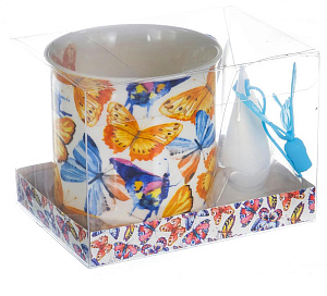 Кружка заварочная 300мл BALSFORD Бабочки силиконовое сито подарочная упаковка фарфор 000000000001197854