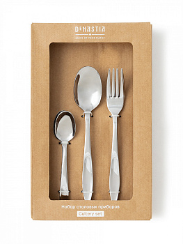 Набор столовых приборов 6 предметов (ложка чайная 2шт, ложка столовая 2шт, вилка столовая 2шт) DE'NASTIA Версаль серебристый глянец нержавеющая сталь 000000000001229645