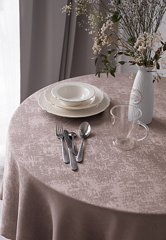 Скатерть 180см DE'NASTIA эффект потёртости бежевый жаккард полиэстер 000000000001211745