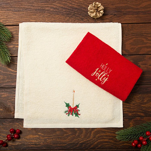 Набор полотенец "Holly Jolly" 30х60см-2шт, 100% хлопок 340гр/м2 4360818 000000000001202332