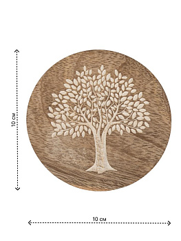 Декоративная подставка D10 DE'NASTIA Дерево жизни круг белый дерево манго 000000000001229661