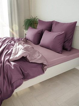 Простыня 210x240см DE'NASTIA лиловый сатин NEW хлопок 100% 000000000001215795