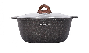 Кастрюля-жаровня 4л KUKMARA Granit Ultra Original стеклянная крышка антипригарное покрытие литой алюминий 000000000001204823
