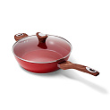 Сковорода с крышкой 28см PHANTOM CHEF глубокая ручки soft touch индукция red 000000000001221211