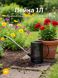 Лейка 1л прозрачная сeрый пластик/металл 000000000001222686