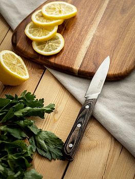 Нож для чистки овощей 8,8см DE'NASTIA черная деревянная ручка нержавеющая сталь 000000000001218769