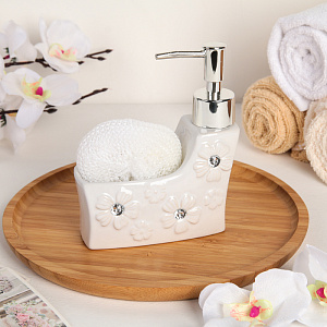 Дозатор для моющего средства 250мл ДОЛЯНА Нежность с губкой керамика 000000000001211473