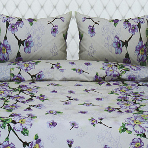 Комплект постельного белья 1,5-спальный ТРАДИЦИЯ Саккура рис025 Вид9/1 голубой белоземельная бязь хлопок 100% 000000000001207154