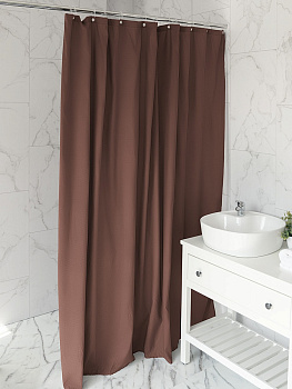 Шторка для ванной 200x200см DE'NASTIA Эмбосс коричневый микрофибра полиэстер 000000000001219123
