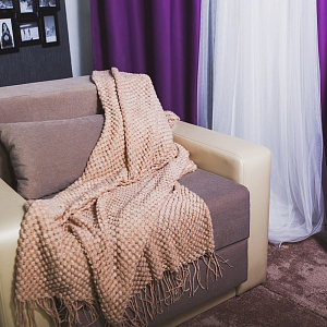 Плед DE'NASTIA Римский (вязанный 100%Акрил) белый, бежевый T110006 000000000001087456