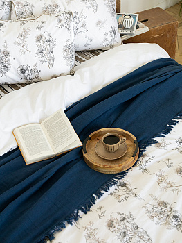 Плед 150x200см DE'NASTIA многослойный синий хлопок 000000000001230292