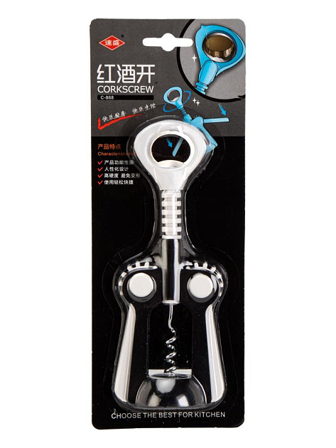 Штопор 18х7см в ассортименте нержавеющая сталь/полипропилен 000000000001229421