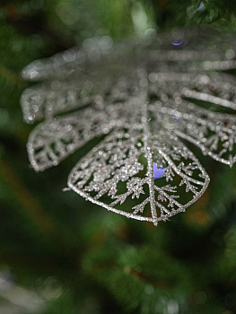 Декоративное украшение Лист серебряный 17х30,5см 3шт MANDARIN полистирол 000000000001209335