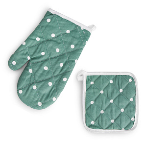 Набор кухонный (рукавица 18х26см + прихватка 17х17см) LUCKY Горох мятный хлопок 100% 000000000001218577