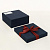 Коробка подарочная с бантом РОГОЖКА 170x170x70мм синий квадрат тисненая бумага/красная лента 3091 Д10103К.120.3 000000000001205124