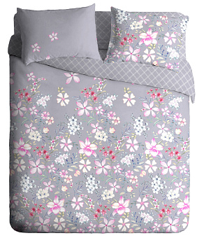 Комплект постельного белья  1,5спальное "Павлайн""Naturelle"Авиньон вид2(серый)бязь,плотность125гр,100%хлопок 000000000001197989