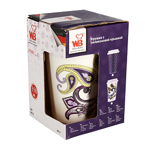 Кружка заварочная 350мл WELLBERG силиконовая крышка фарфор 000000000001154650