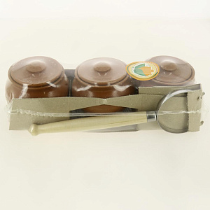 Набор горшков для приготовления 3шт 500мл с ухватом керамика 000000000001207301