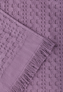 Покрывало 150x200см LUCKY вафельное с бахромой сиреневый хлопок 100% 000000000001212558