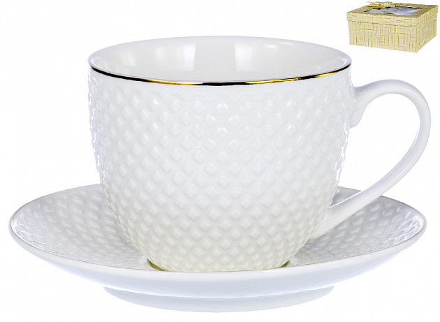 Чайная пара (чашка 220мл) ПОСУДА белый с золотом 101-01010 000000000001177801