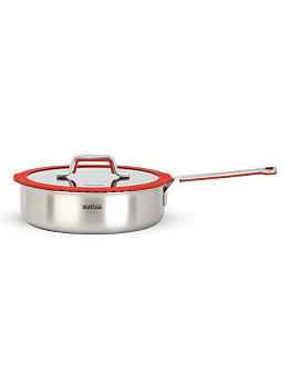 Сковорода с крышкой 24см MATISSA красный нержавеющая сталь/силикон/стекло 000000000001217731