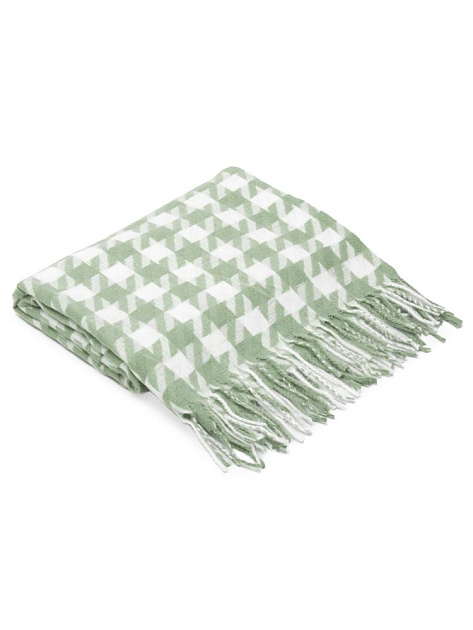 Палантин 70х180см орнамент гусиная лапка мятный полиэстер 000000000001229210