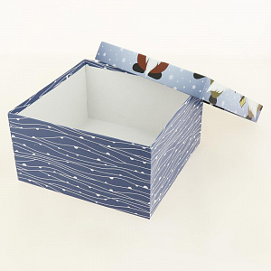 Коробка подарочная 190x190x90мм Гномы квадратная синий 000000000001208379