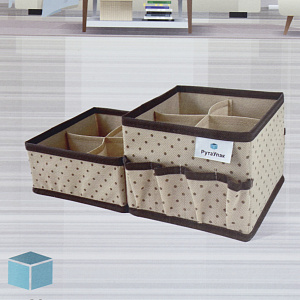 Набор органайзеров для косметики 2шт 15x15x12см РУТАУПАК ГОРОХ ткань 000000000001211991