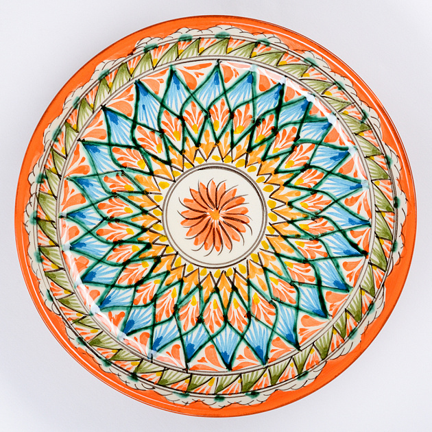 Блюдо (ляган) 25см ROSHIDON CERAMIK рисунок мехроб оранжевый керамика UZ334/UZ418 000000000001211853