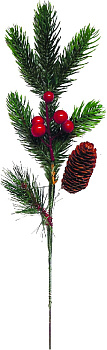 Ветка 35см ИУ еловая с декором полиэтилен PC04138 000000000001180534