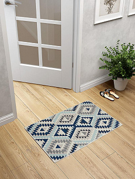Коврик придверный 50x80см LUCKY Ромбы этно синий/серый полиэстер 000000000001200460