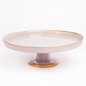 Блюдо на ножке 28см GLASSCOM золотая кайма champagne стекло 000000000001213182