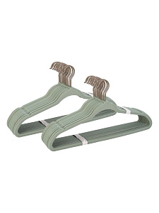 Набор плечиков для одежды 45х22см 30шт антискользящие мятный пластик/флок 000000000001229808