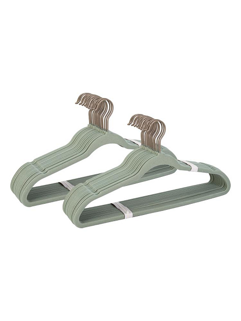 Набор плечиков для одежды 45х22см 30шт антискользящие мятный пластик/флок 000000000001229808