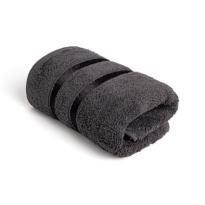 Полотенце махровое 35x70см LUCKY Бордюр сатиновая лента тёмно-серый хлопок 000000000001221602