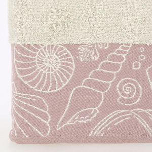 Полотенце 70х130см DE'NASTIA РАКУШКИ (новые) молочный/розовый хлопок 000000000001208567