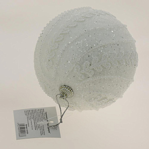 Украшение декоративное Шар с декором 10см белый R010528 000000000001191507