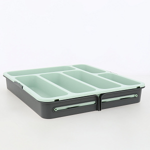 Органайзер для столовых приборов 31-53х35,5х5,5см DE'NASTIA раздвижной мятный пластик 000000000001212532