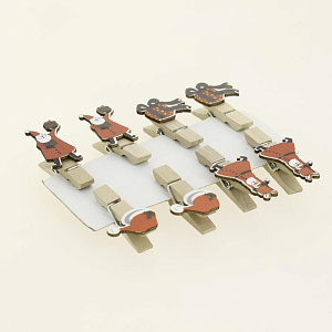 Декоративное украшение Прищепки Санта/Снеговик 7,3х1см MANDARIN береза 000000000001209323