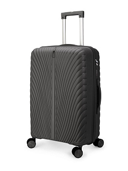 Чемодан на колесах M (42х26х65см) молния черный PP 000000000001226535