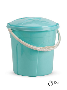 Ведро 10л с крышкой бирюзовый полиэтилен 000000000001227327