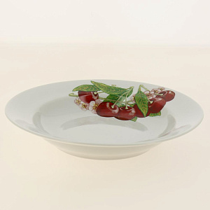 Тарелка фарфор суповая 200 мм супадкий край Вишня,069472 000000000001193466