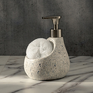 Диспенсер для жидкого мыла 13,5x11x16см DE'NASTIA STONE с белой губкой белый керамика 000000000001225143
