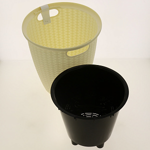 Кашпо напольное Ротанг D 380/30 л с внутренним горшком 16 л Сливочный ING50030АЙВ 000000000001171888