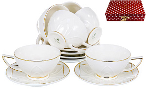 Набор кофейный фарфор 12шт 6 чашек 100мл+6 блюдец подарочная упаковка ЛЕОН Balsford 101-12008 000000000001193974