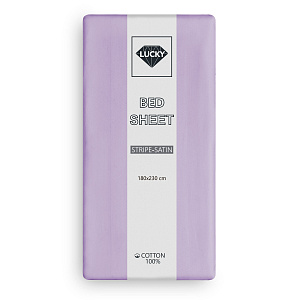Простыня 180х230см LUCKY лавандовый страйп-сатин хлопок 100% 000000000001218135