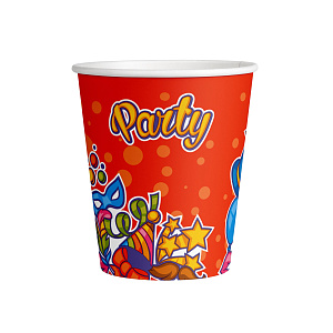 Набор стаканов одноразовых 6шт 250мл AVIKOMP ПРАЗДНИК с печатью картон 000000000001219322