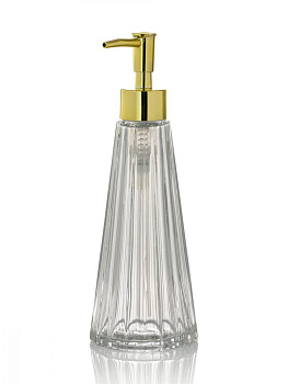 Диспенсер для жидкого мыла 8x8x22,5см 300мл DE'NASTIA Граненое стекло прозрачный/золотой стекло/пластик 000000000001218911
